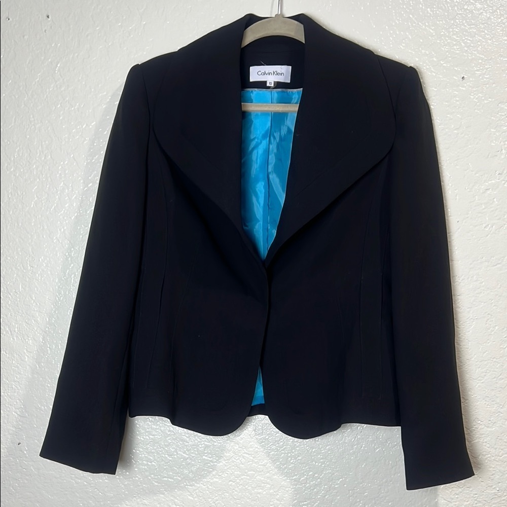 Calvin Klein Black Blazer with Notched Lapels Size 10